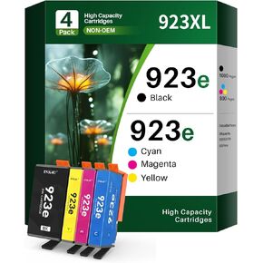 (مع رقاقة) 923E 923XL حبر خراطيش حزمة التحرير والسرد استبدال HP 923 XL 923 E العمل مع OfficeJet Pro 8120 8123 8130 8133 الطابعة ، 4 حزمة (أسود ، سايان ، ماجنة ، أصفر)