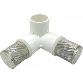 DN20 3/4 بوصات مصافي شفط غطاء مرشح الفولاذ المقاوم للصدأ متصل بـ 3/4 "DN20 90 ° Threeway Threeway Three-Axis PVC Pube المستخدم لتقليل دخول الصلبة ， خزان السمك الزجاجي.