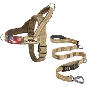 Forestpaw No Pull Tactical Dog Harness and Tactical Dog Leash Set for Medium Large Dogs Training Walking Running