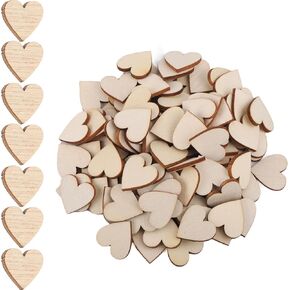 100pcs قلوب خشبية صغيرة للحرف اليدوية ، 0.8 في قلوب خشبية صغيرة غير مكتم