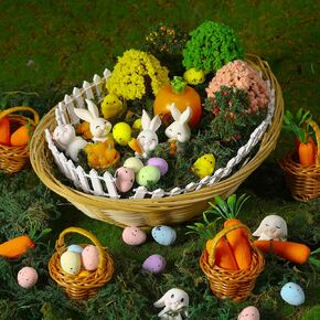 58 PCS Miniature Garden Model Kit ، تشمل عيد الفصح أرنب بيض الجزر الزخارف الزخارف الحلي منحوتات خضراء للطحالب للزجاجات المحفوظة بوعاء تيراريوم ديكور ميكرو.