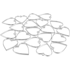 20Pcs blank resin pendants Heart Open Back Bezel Pendants Love Heart Frame Geometric Hollow Mold Pendants for Earring Necklace Jewelry Making Supplies geometric hollow trays Silver bezel pendant trays