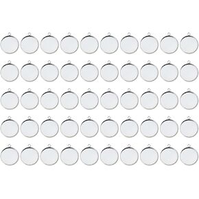 Shapenty Stainless Steel Round Bezel Blanks Pendant Trays for Earrings Bracelet Necklace Keychain DIY Craft Resin Glass Cabochon Jewelry Making Projects Christmas Gift Hanging Charms, 50PCS (16mm)