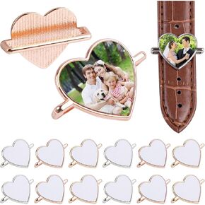 Framendino, 12 Pack Sublimation Blank Watch Charms Heat Transfer Heart Shaped for DIY Craft