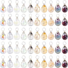 Ph Pandahall 200pcs سحر دمعة من الوجه ، 10 ألوان سحر بلوري شفاف شفاف من الكريستال المعلقات السلك الزجاجية ملفوفة سحر إسقاط لمقطع القلادة على سوار سوار.