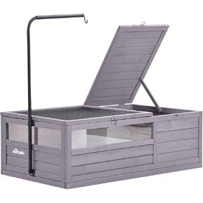 Aivituvin Tortoise Habitat, Wooden Tortoise House with Detachable Legs, Turtle Cage Reptile Terrarium with Lamp Holder