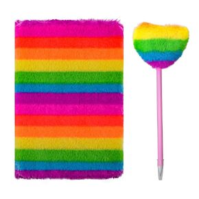 BiiAnge Plush Noteboor ، مجموعة دفاتر رشيقة ، مذكرات دفتر قوس قزح ، للفتيات المراهقات المراهقة للكتابة ، لوحة A5 المبطنة 160 صفحة (1Set ، قوس قزح أفقي)