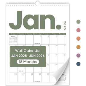 2025 تقويم الحائط - 18 شهرًا يغطي تقويم الحائط من يناير 2025 إلى يونيو 2026 ، التقويم الشهري (14.7 "x11.5") ، تقويم الجدار المعلق لسهولة التنظيم والطباعة الملونة