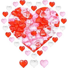 100 PCS 3D Acrylic Hearts الحلي الحلي ، ميني ميني شفافة ، حبات البلورات الحمر
