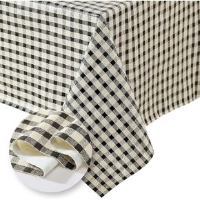 Elrene Home Fashions Gingham Check Vinyl Fabric - 3 ياردة قطع ، غطاء طاولة واقية لطاولات الطعام والمطبخ ، الديكور أو صياغة DIY ، أسود ، 54 "x108"