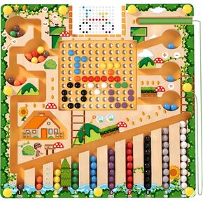 لوحة Montessori Magnetic Maze - لوحة رسم خشبية مع حبات مغناطيسية للأطفال البالغ من العمر 3 سنوات - ألعاب التعلم التعليمي