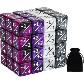 48 PCS Magic Counter Dice Plus 1 MTG Counters Dice Set Marble Life Buff Tokens D6 Dice Compatible with Magic The Gathering, TCG, Card Gaming Accessories, Purple