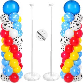 Hungdao 121 PCS Toy Balloon Column Corme Stand Store Story Carto Cow Pattern Pattern Yellow Red Blue White Latex for story story party party party decoration