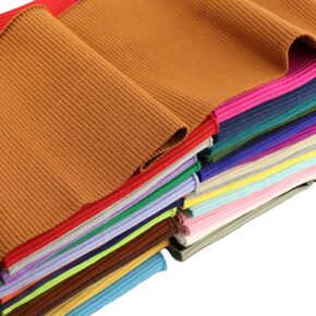Thick Ribbing Fabric for Cuffs Neckline and Waistband Stretch Cotton Rib Knit Fabric for Jacket Winter Coat Sewing (35.46 x 6.30 inch, Navy Blue)