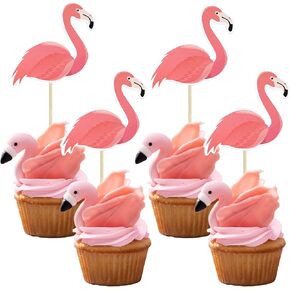 Ephlyn 24pcs Flamingo Cupcake Topcake Toppers Tropical Flamingo Cake Topper Decorations for Summer Hawaii Party Party Party Cake Cake