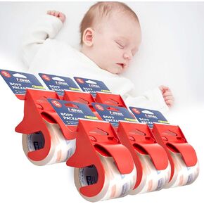 ADHES No Noise Shipping Packing Tape, 48mm x 20m, 6 Tape Rolls with Dispensers, Heavy Duty Packing Tape for Moving Boxes-Moving Tape Strong Adhesive Packaging