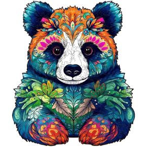 Jigfoxy Wooden Puzzles for Adults, Panda Wood Puzzles Adult, Unique Animal Shape Wooden Jigsaw Puzzles for Adults, Birthday Gifts for Puzzle Lovers, Family, Friend (S-7.1 * 8.4in-100pcs)