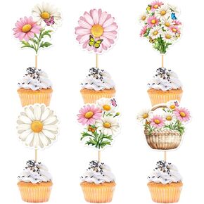 Daisy Cupcake Toppers ، 24 PCS Cake Topper ، Deisy Cake Decorations ، Flower Cupcake Toppers