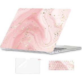 for MacBook Air 13 Inch Case 2025-2022 Release M4 M3 M2 A3240/A3113/A2681 with Keyboard Cover for MacBook Air 13.6 Inch Hard Shell Case,Pink Marble
