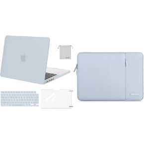 MOSISO Compatible with MacBook Pro 14 inch Case 2024 2023 2022 2021 Release M3 A2918 A2992 M2 A2779 M1 A2442, Plastic Hard Shell&Keyboard Cover&Screen Protector&Pouch&Case with Pocket, Baby Blue