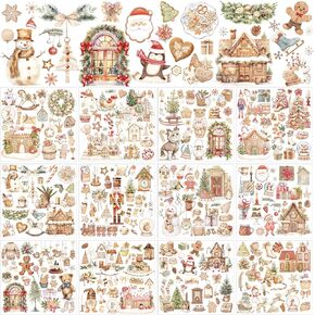 BBTO 12 Sheets Christmas Frust على عمليات نقل الحرف والأثاث فرك عيد الميلاد على ملصقات النقل الشتوية لديكور المنزل DIY Wood DIY ، 5.5 × 5.7 بوصة (منزل الزنجبيل)