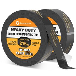 Double Sided Tape, Heavy Duty Mounting Tape, 33FT x 0.4IN Two Sided Adhesive Foam Tape Waterproof Wall Tape Sticky Poster Tape Multipurpose for Car, LED Strip Lights Home Decor…