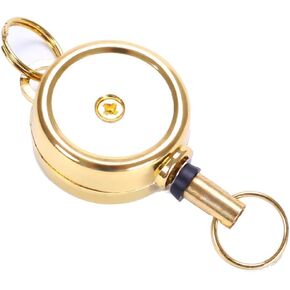 Gold Badge Holder, Zinc Alloy Carabiner Badge Reel Retractable ID Card Reel Badge Holder Keychain Identification Badges and Supplies