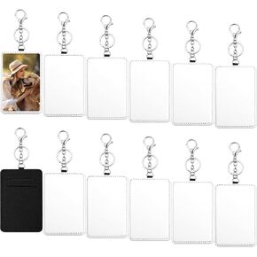 Framendino ، 12 Pack Sublimation Card Card Holder Leather Leather Barner Badge Absolbers Rectangle ID DIY Crafts