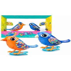 Digibirds Twin Pack ، أليف إلكتروني تفاعلي ، متحرك مع الأصوات والتسجيل والتشغيل ، يغني ، المنعطفات ، الأزرق
