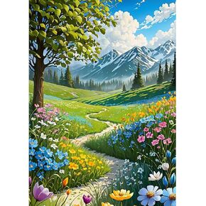 Qenspe Diamond Painting مجموعات للبالغين ، والمناظر الطبيعية الكاملة الحفر الماس Diamond Dots لوحات للمبتدئين ، الجولة 5D DIY الفنون والحرف لديكور الجدار المنزلي 12x16inch