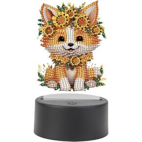 TDFERAN Diamond Painting Led Lights 5D DIY Fox Diamond Art Kits for Adults Lamp Diamond Art Room Lights Diamond Painting Kits Led Lights for Bedroom Gem Art Night Light for Room Decor