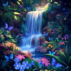 GOUOYANA Diamond Art Kits for Adults, Waterfall 5D Diamond Painting Kits for Beginner DIY Gem Art Full Drill Diamond Dots Crystal Craft Kits for Home Wall Decor Gifts 14x14inch