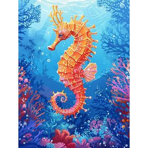 Kaliosy 5D Diamond Art Kits for Adults Seahorse by Number Kits, Diamond Painting Art Animal DIY Full Drill Crystal Craft Cross Stitch Embroidery Decoration (12x16 inch) 30x40 cm