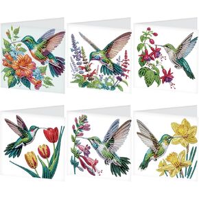 Jishshay 6 PCS Diamond Art Retaing Cards Diamond Painting Cards Mareing Cards Painting Birthday Cards Diamond Art Birthday Cards Diamond Paint