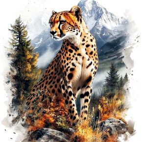 DPOZKU Leopard Diamond Painting Kits for Adults Landscape Diamonds Art Paint with Diamonds, 5d Crystal Painting Cross Stitch DIY Round Full Drill Gem Art Crafts Gift Room Wall Decor 12x12 in