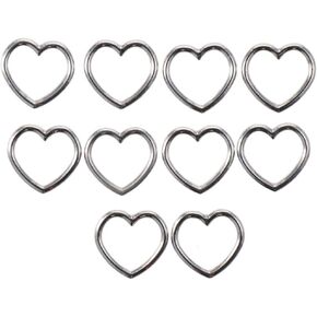 10 pcs heart شكل قلب الحرف المعدنية حذرة حذبة ، سبيكة 35 ملم شكل القلب خاتم جوف