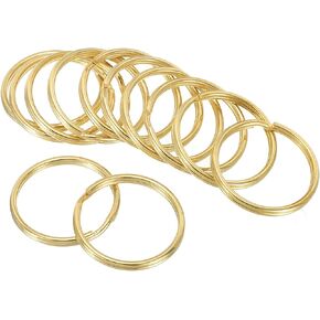 PATIKIL Key Rings for Keychain, 12 Pack 35mm Dia Pure Brass O Ring Round Split Key Ring Loop Buckles for Leather Craft Purse Bag
