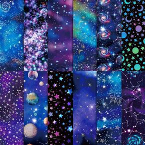 24 Sheets Galaxy Pattern Paper 12" x 12" Space Galaxy Scrapbook Paper Pad Double-Sided Colorful Galaxies Starry Sky Patterned Decorative Craft Paper Folded Flat for DIY Background Card Making Scrapboo