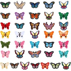 37 PCS Butterfly Patch Iron On ، Patchs Patches Butterfly Patches مطرزة بالزينة خياطة أشكال متعددة ملصقات قماش DIY خياطة على أكياس القبعة فستان تي شيرت تي شيرت