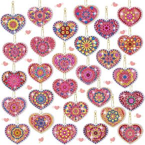 Ferreve 28 PCS Valentine 'Day Diamond Paintingskains 5D Heart على شكل قلب DIY Art Kit Make For Valentines