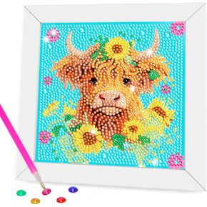 Diamond Art Kits for Kids - Crafts for Girls 8-12 - Diamond Art Painting with Wooden Frame - Arts and Crafts for Kids Ages 4 6 8 10 12 - GEM Art for Boys Adults Beginners Home Wall Decor Gifts