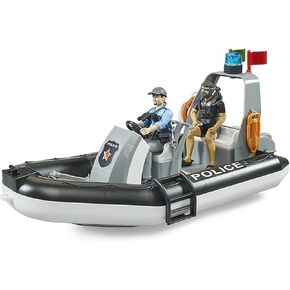 Bruder 62733 bworld Police Boat with Rotating Beacon Light, 2 Figures and Accessories