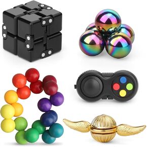 Dilabnba 9pcs تململ ألعاب كبيرة للبالغين المراهقين ، والألعاب الحسية مع Figette Spinner Cube Magnetic Stones Pad ، و Easter Goody Bag Fividers Higds ، و Cool Gadget Office Desk Toys