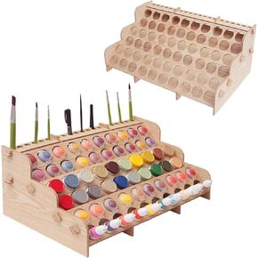 Extra Large Wooden 9-Tiers 99 Bottles' Capacity Wooden Paint Organizer & Paint Brush Rack for Acrylic OIL Craft Hobby Mini Model Paint Paint Station Painting Organizer for Artists(Vertical)