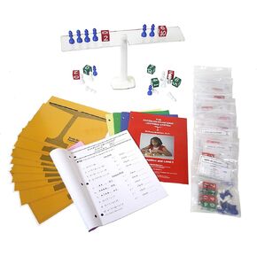 مجموعة Hows-On Equations® مجموعة للمعلم و 30 طالبًا. يتضمن مقياس توازن المظاهرة للمعلم وقطع اللعبة و 30 مجموعة من أخصائيات الطلاب. الصف 3 وما فوق.