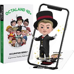 Octaland 4D+ Propeded Reality Alphabet Cards - بطاقات أحرف إلى Z التي تتميز بوظائف ومهن ، وتعلم الرسائل والمهن مع تطبيق مجاني - للأعمار 3+ ، والمنزل أو التعلم في الفصل الدراسي ، والفصول الدراسية ، متعددة اللغات