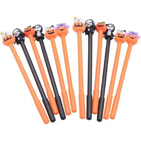 Yyaaloa 12pcs Halloween Gel Ink Pens ، Head Pumpkin Skull Heads Ghost Shape Pens ، 0.5 مم قلم أسود أسود لكرة عيد الشكر لحفلات عيد الشكر.