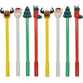 12 PCS Lucky Deer Elk Als - Santa Claus ، Christmas Tree ، Gel Pens - Chrsitmas Stockers - School ، Office ، Party ، Birthday ...