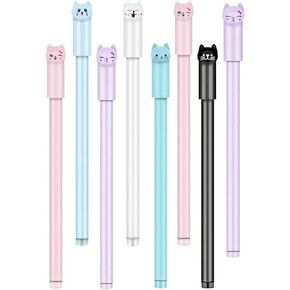 لطيف أقلام الحيوانات الرسوم المتحركة Kawaii Pen لطيف القلم القطط 0.5 مم أقلام الهلام أقلام الحبر الأسود للقرطاسية المكتبية للمدرسة (8pcs)