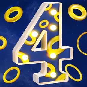 حلقات زرقاء وذهبية تضيء رقم LED رقم 4 علامة زخرفة عيد ميلاد زرقاء غولدن كرتون شخصيات رقم مركزية طاولة خفيفة لمستلزمات ديكور حفلات الرسوم المتحركة